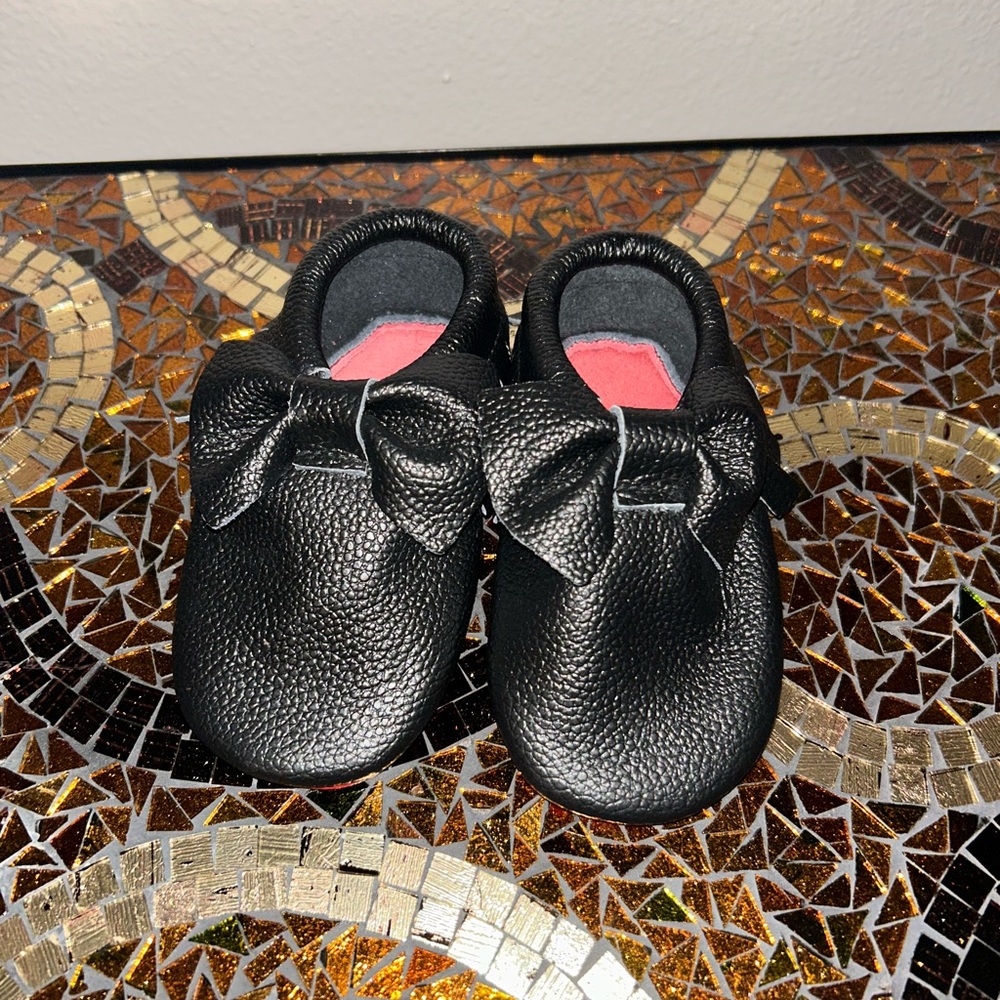 Black Leather Moccasins size 2T-3T